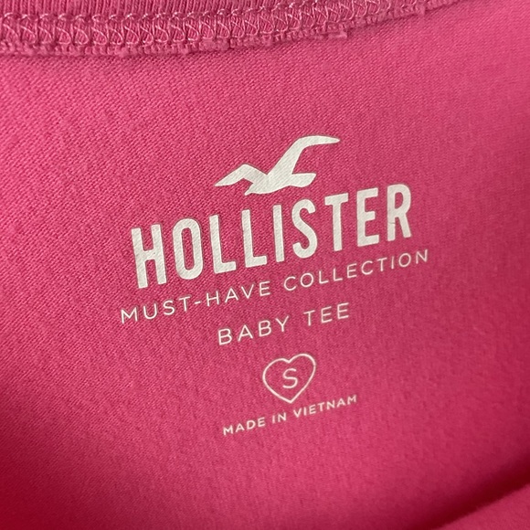 Pre-Owned Hollister Junior Pink Baby Tee Crop Top with Side Draw Strings, Size S - Picture 3 of 5